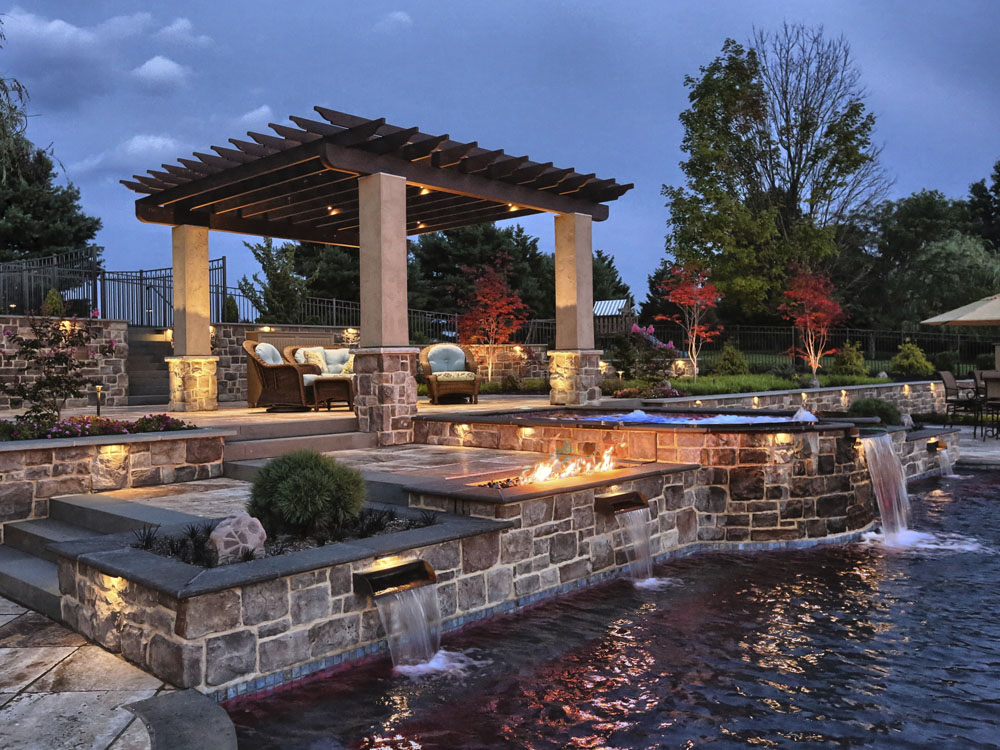 Unique Fire Features For Your Custom, Gazebo With Fire Pit Inside Pool