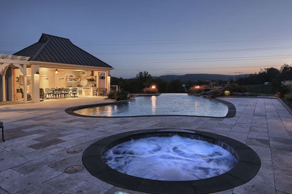 Modern spa in backyard