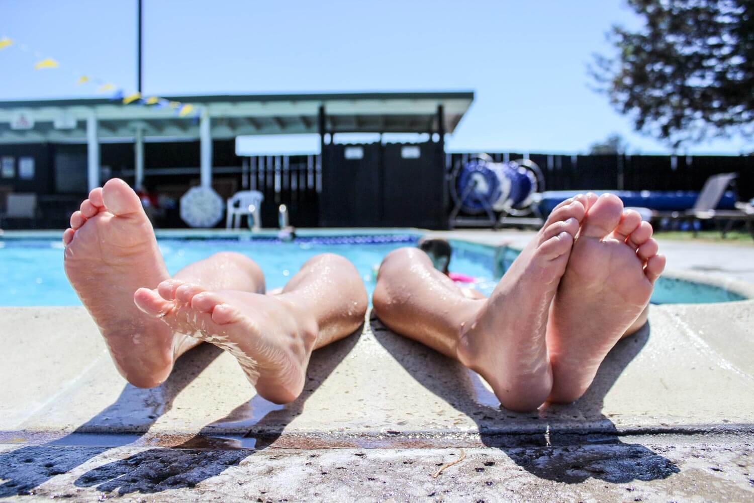 Feet outside pool